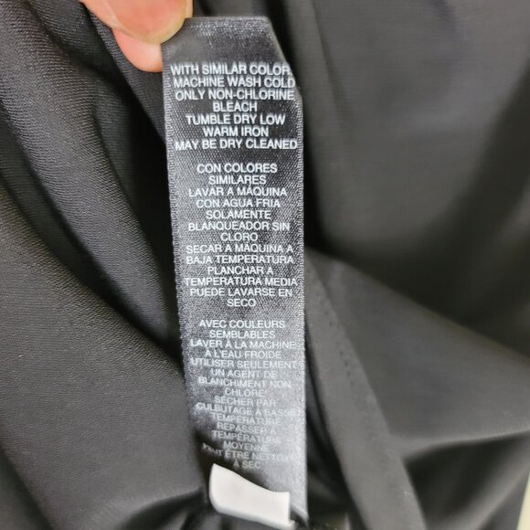 White House Black Market Womens Black V-Neck Tunic Top Gathered Front Detail - Picture 9 of 9